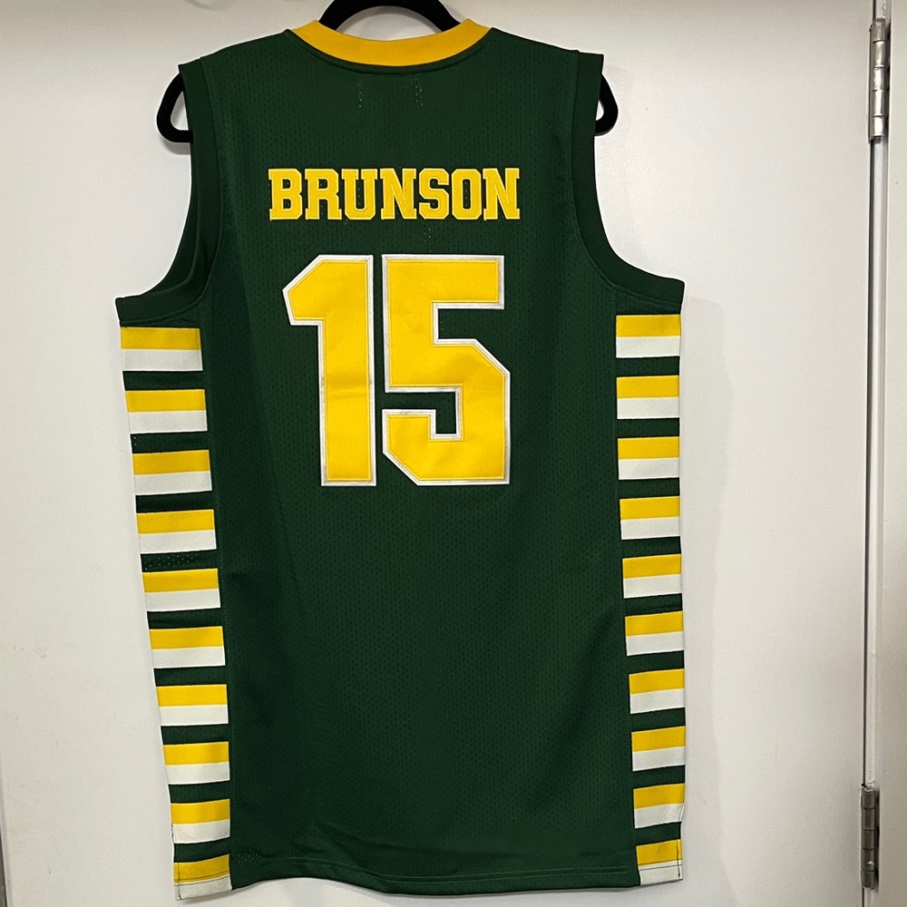 🏀⛹🏾🏀 Jalen Brunson Stevenson High School Green & Yellow Basketball Jersey - Picture 4 of 4